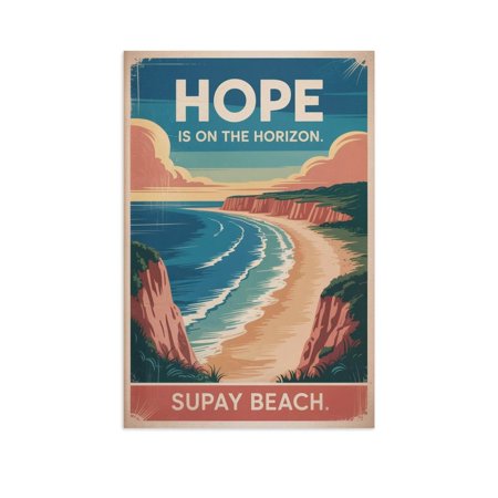 Inspirational Supay Beach Poster Retro Motivational Vintage Travel Wall Art for Library Study Room Classroom Canvas Poster