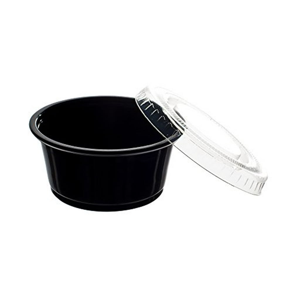 Disposable 3.25oz. Plastic Portion Cups with Lids Condiment Cup Jello Shot Soufflé Portion