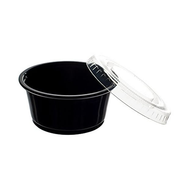 Disposable 3.25oz. Plastic Portion Cups with Lids Condiment Cup