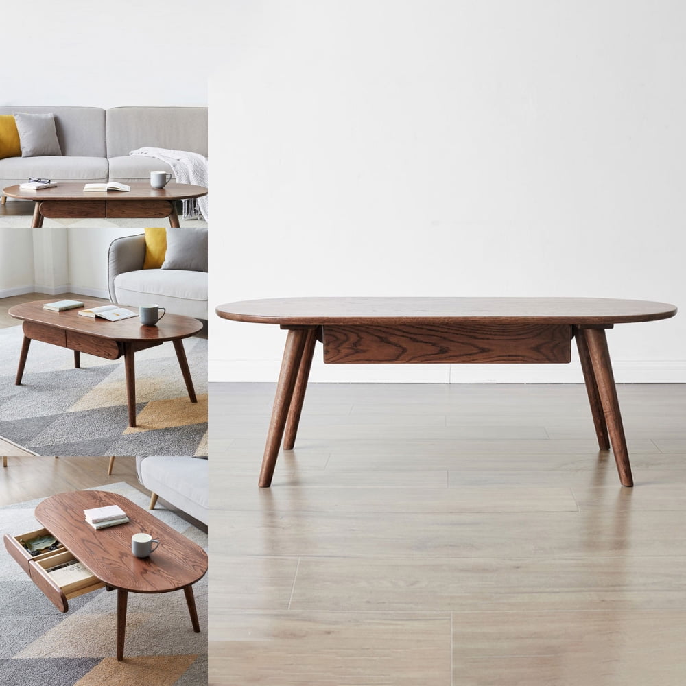 Yipa Portable Coffee Table Furniture Modern Side Small Spaces Oval