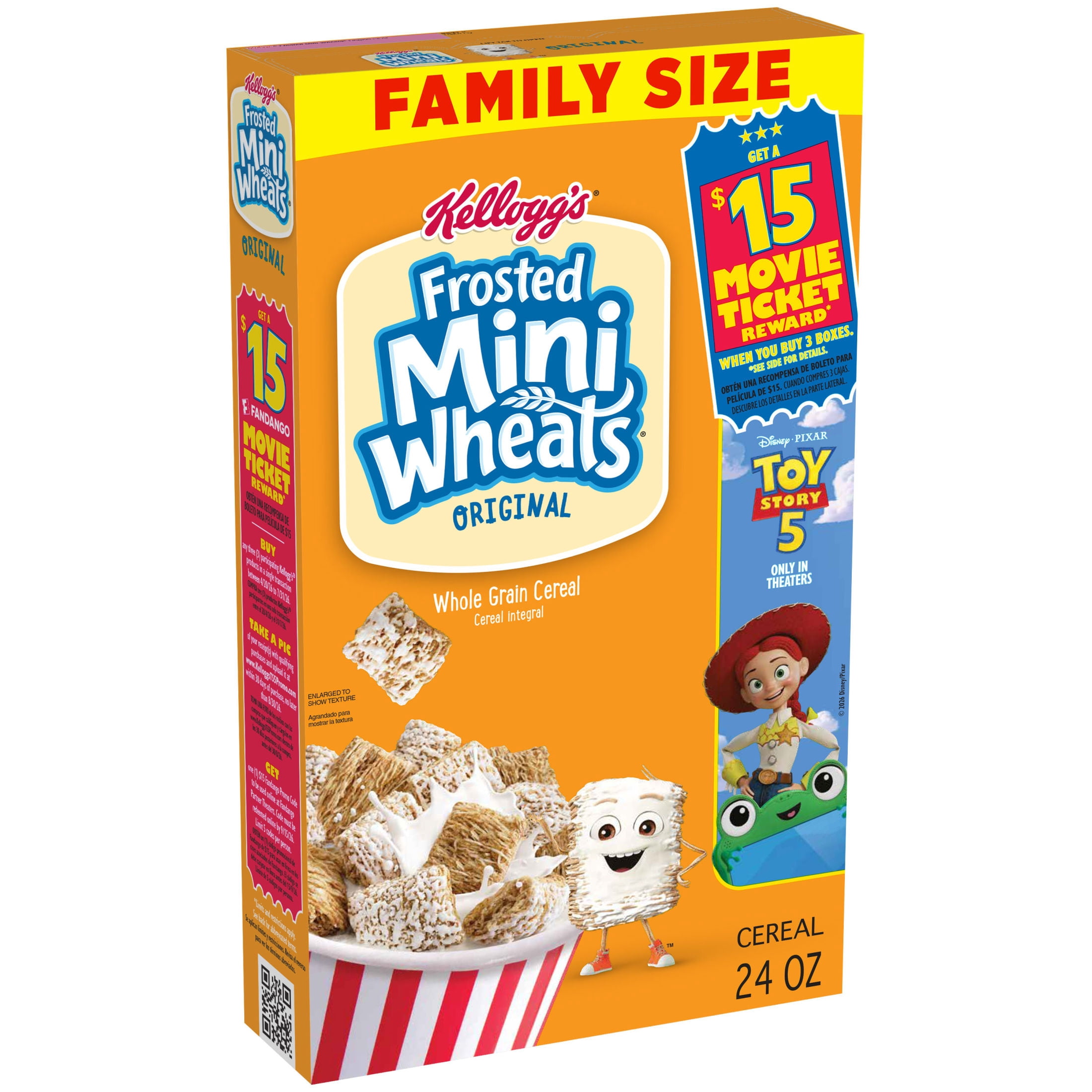 (10 pack) Kellogg's Frosted Mini-Wheats Original Breakfast Cereal, High Fiber, Family Size, 24  oz
