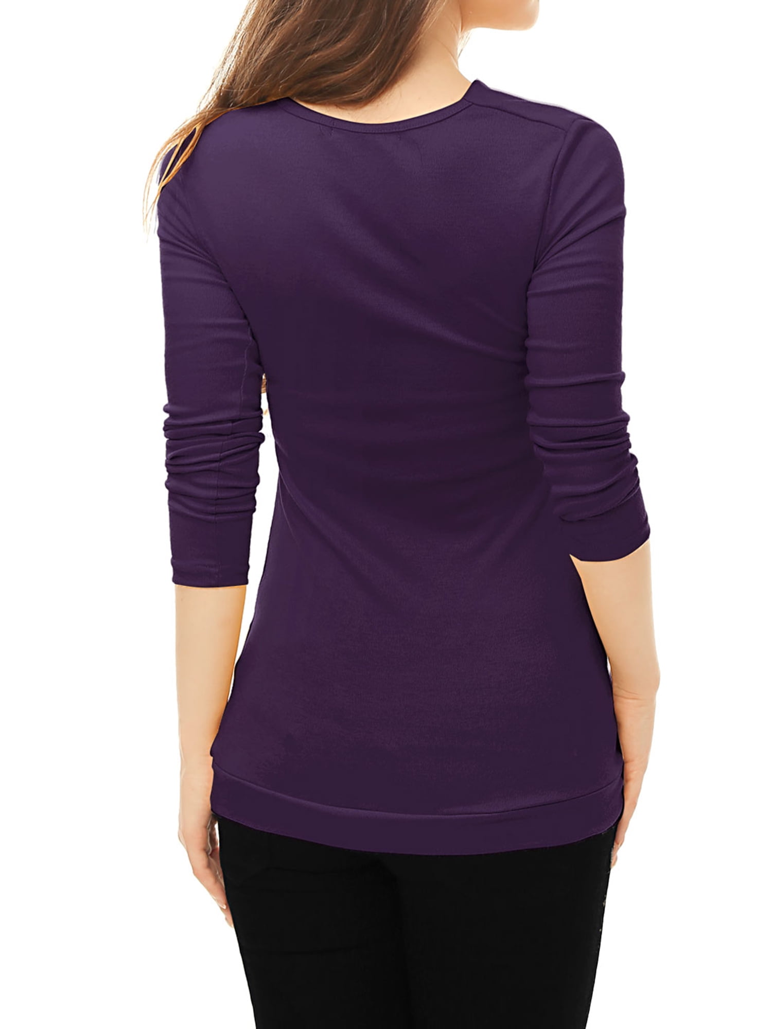 DARING DIVA Women's Cowl Neck Side Ruched Tunic Top XS Purple