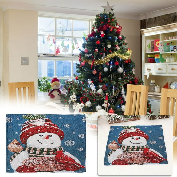 Clearance! Caoblia Christmas Placemats 13x17" Washable Wipeable Heat-Proof Knitted Placemats for Kitchen, Dining Table, Holiday, Party Decor Supplies, Christmas Decorations