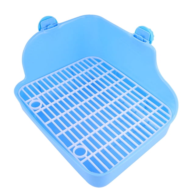 Inodoro para mascotas, inodoro de entrenamiento para perros, inodoro de interior para animales pequeños, hámster, jerbo, conejo, chinchilla, cobaya, hurón (azul cielo, color de tornillo aleatorio)