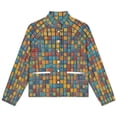 thumbnail image 4 of Jackets for Women Winter Coat Jackets Flannel Stand Collar Jacket(Colorful Pixel Art Print,Size:S-4XL), 4 of 7