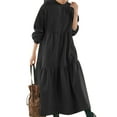 thumbnail image 1 of Avamo Robe Femme à Capuche Col Midi Manches Longues Décontractée Automne Noir 2TG, 1 of 3