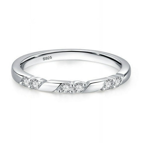 Womens 925 Sterling Silver Geometric Design Zircon Ring Classic Style Line Ring For Women Silver Rings