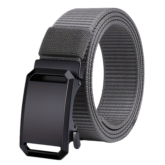 CSChome Men Work Belt Webbing Automatic Buckle Belt Adjustable Length Farmers Security Guard Waistband Holeless Outdoor Belt
