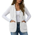thumbnail image 4 of BXJX Women V Neck Fleece Vest- Open Front Button Down Sleeveless Casual Winter Warm Cozy Outerwear with Pockets White Size L, 4 of 6