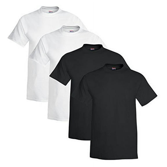 Men's Hanes Beefy Short Sleeve T (Pack of 4) (2 White / 2 Black)