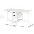 thumbnail image 3 of HOMCOM 59"L Expandable Foldable Dining Table with 2 Drawers & Bottom Storage Shelf, For Kitchken Dining Furniture, White, 3 of 9