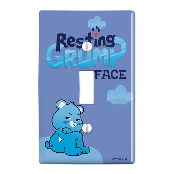 Care Bears: Unlock the Magic Resting Grump Face Plastic Wall Decor Toggle Light Switch Plate Cover