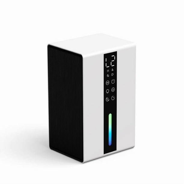 Deshumidificadores para el hogar. Deshumidificador silencioso para dormitorio, baño y habitaciones pequeñas. Temporizador de 48 horas. Apagado automático. Modo nocturno. 7 luces de colores.