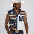 thumbnail image 2 of Dresfit Independence Day Tank Tops for Men Sleeveless Lapel Cowboy Shirts Summer 2026 250 Anniversary Usa Shirt Button Down Muscle 4th Of July Tees Royal Blue 2XL, 2 of 5