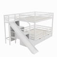 thumbnail image 5 of Harper & Bright Designs Full Over Full Bunk Bed with Slide and Storage Staircase, Full Size Solid Pine Wood Bunk Bed Frame with 2 Drawers and Guardrail, White, 5 of 11