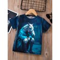 thumbnail image 2 of Child Boys Summer Casual Tops Short Sleeve Round Neck Animal Print Loose Fit T-shirt, 2 of 9