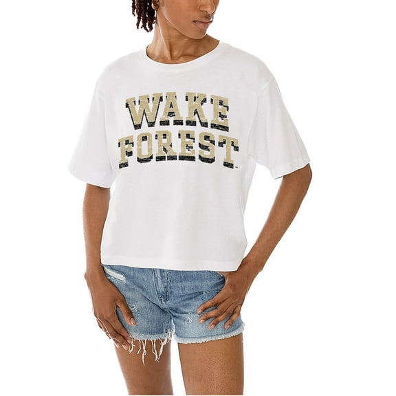 Women's Gameday Couture White Wake Forest Demon Deacons Claim To Fame Boxy Cropped T-Shirt