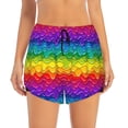 thumbnail image 2 of Gukieu Bright Rainbow Print Women's Sports Shorts with Drawstring Elastic Waistband for Running, Yoga, Fitness-Medium, 2 of 7