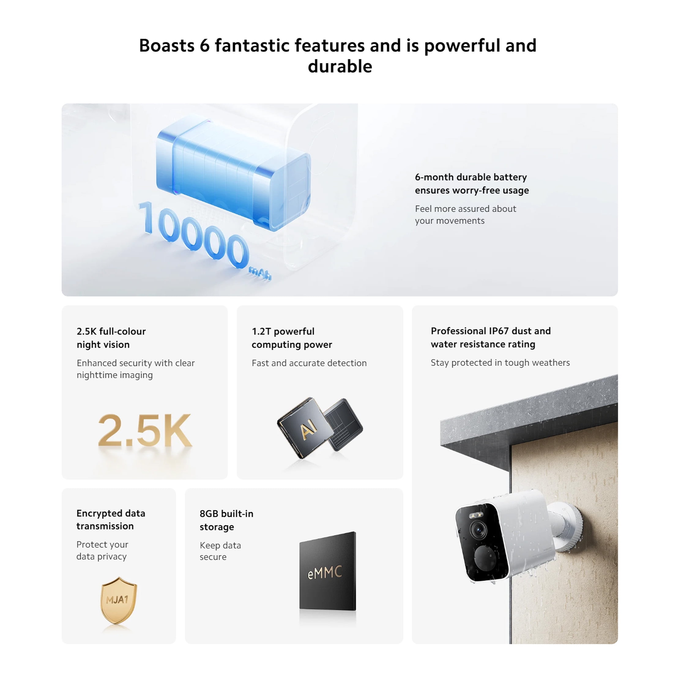Xiaomi Outdoor Camera BW500 - Solar-Powered Outdoor Security Camera with 2.5K HD, 6-Month Battery Life, AI Motion Detection & IP67 Weatherproof for 24/7 Home Protection