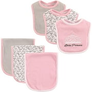 Hudson Baby Unisex Baby Cotton Bib and Burp Cloth Set, Princess, One Size