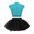 thumbnail image 2 of YONGHS Girls Sparkle Dance Costume Sleeveless Crop Top with Ballet Tutu Skirt Kids 2 Piece Outfits Blue Green&Black 10, 2 of 7