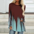 thumbnail image 2 of IROINNID Discount Polyester Long Sleeve T Shirt for Women Cool Shirts for Women Casual Round Neck Floral Printed Loose Tops T-Shirts Blouse,Burgundy, 2 of 5