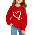 thumbnail image 5 of UACY Girls Preppy Heart Sweatshirts Cute Oversized Pullover Kid Valentines Day Graphic Crewneck Athletic Sweaters with Pocket ﻿ (Red, 13-14 Years), 5 of 8
