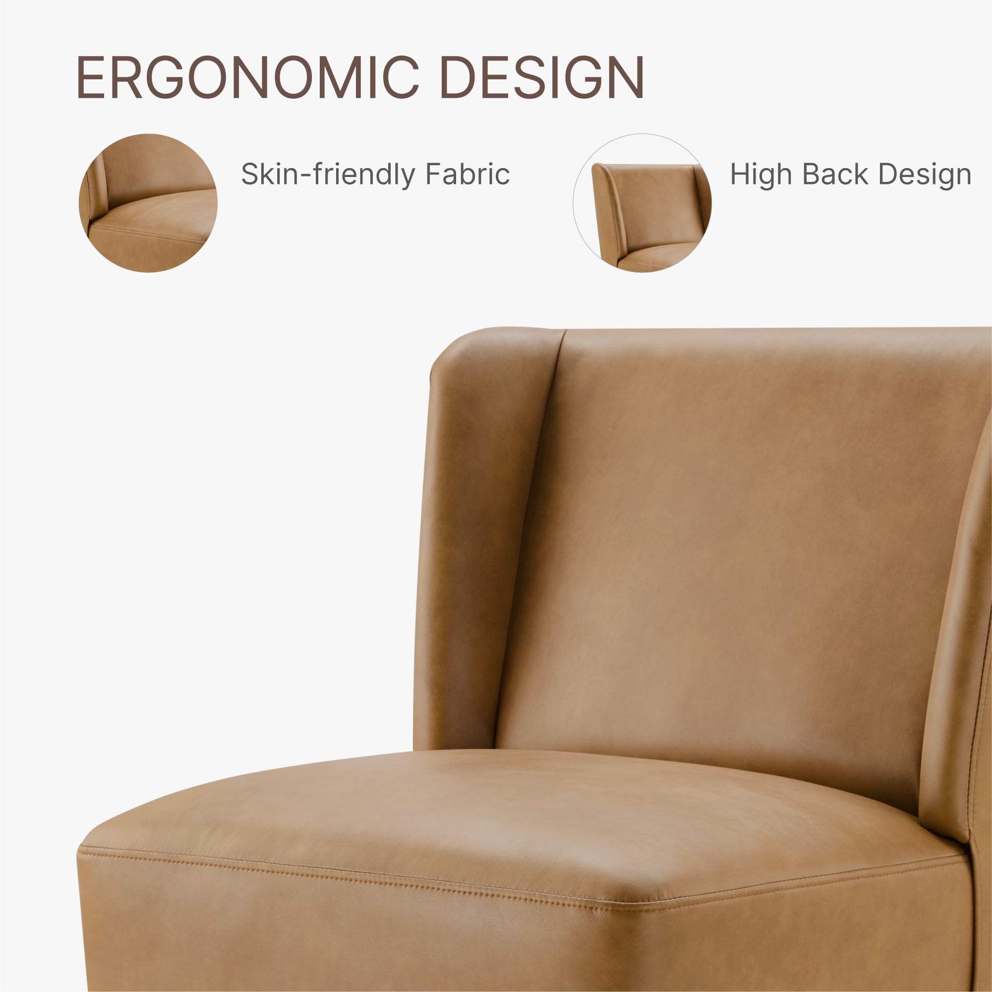 Spruce & Spring Anywhere Faux Leather Dining Chair with Hidden Detachable Casters, Multipurpose Upholstered Accent Chair, Brown