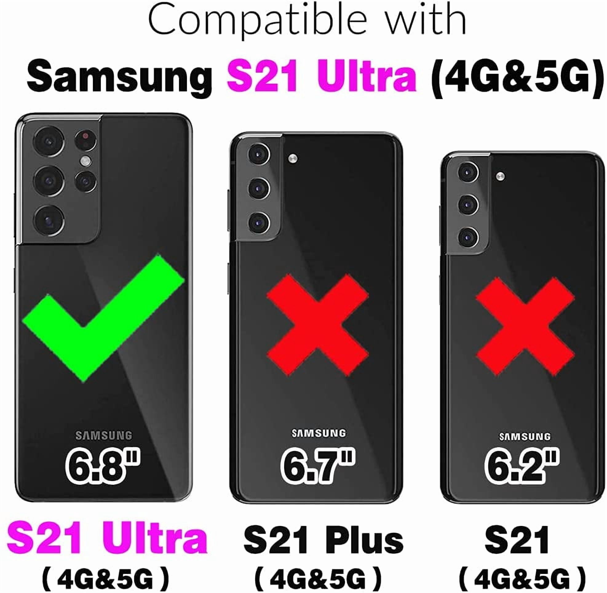 Phone Case for Samsung Galaxy S21 Ultra 5G Zipper Wallet Cover with Tempered Glass Screen Protector and Flip RFID Blocking Cash Card Holder Cell S21ultra 21S S 21 21ultra G5 Women Girls Black