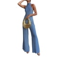 thumbnail image 2 of Jaimenalin Women'S 2 Piece Outfits Sleeveless Halter Top and Wide Leg Pants Set Royal Blue M, 2 of 9