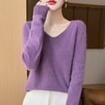 thumbnail image 4 of Bovemsi Womens Sweaters Cozy Women's Autumn And Winter New Line Pure Wool V Neck Solid Color Pullover Knitted Base Sweater Business Casual Sweaters, 4 of 4
