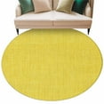thumbnail image 2 of Yellow 8ft Round Rug, Farmhouse Burlap Solid Yellow Color Modern Linen Texture Non-Skid Rubber Backing Large Area Rugs - Living Room Bedroom Home Office, Indoor Floor Mat Carpets Washable Rug, 2 of 9