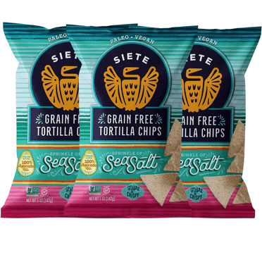 Siete Grain Free Tortilla Chips Gluten Free Sea Salt -- 5 oz Pack of 3