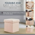thumbnail image 5 of Ornavo Home 15 Inch Square Storage Ottoman Cube, Tufted Square Faux Leather Storage Ottoman Chest, Footrest, Toy Chest Ottoman with Storage - (Cream), 5 of 7