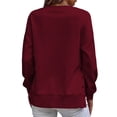 thumbnail image 4 of FASHIONWT Women Drop Sleeves Round Neck Base Shirt Side Slit Metallic Button Sweatshirt, 4 of 4