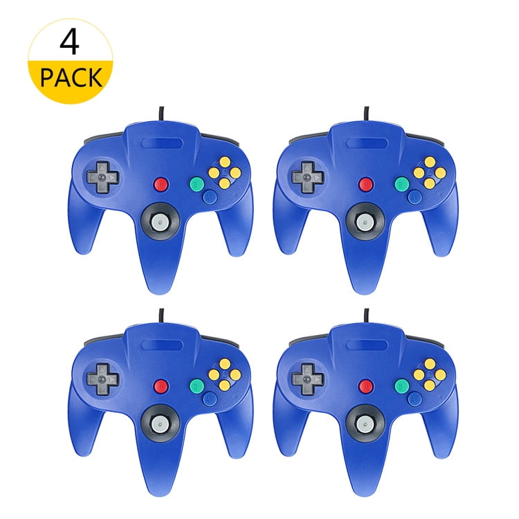 4 Pack Nintendo 64 Game Controller, Game Controller Joystick for Nintendo 64 System Blue Console Walmart.com
