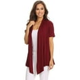thumbnail image 2 of Women's Solid & Printed Short Sleeves Open Front Draped Cardigan, 2 of 5
