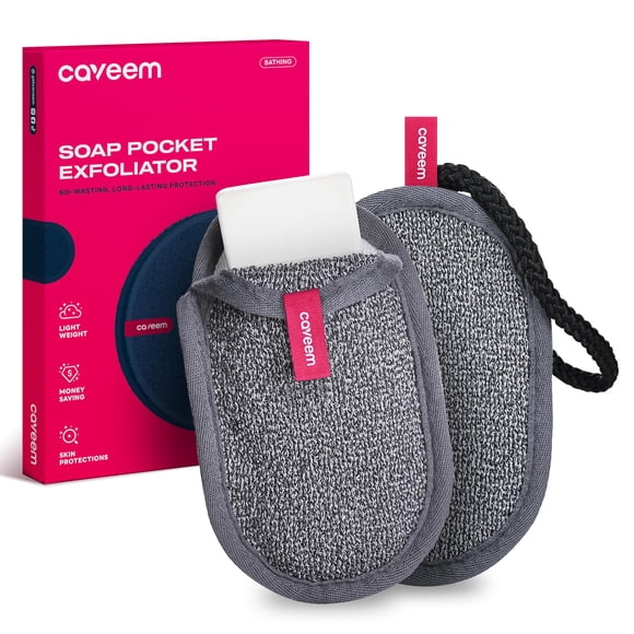 Caveem Bolsa ahorradora de jabón de doble cara, suave, exfoliante, bolsa de jabón para barra, jabón, malla de bolsillo, soporte para barra para lavado, jabón corporal, bolsa de esponja para baño de du