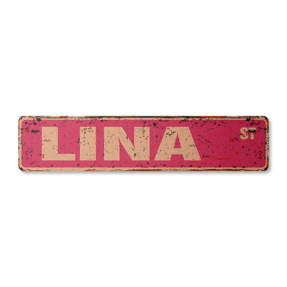 LINA Vintage Plastic Street Sign Childrens Name Room Sign | Indoor/Outdoor | 24" Wide