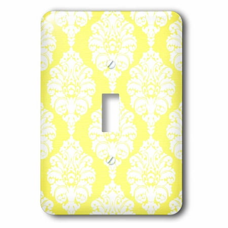 3dRose, Elegant White Damask On A Soft Yellow Background, single toggle switch