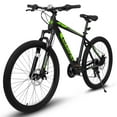 thumbnail image 6 of Ecarpat 26 inch mountain bike adult aluminum frame shock absorbing front fork bike 21-speed disc brake, black green., 6 of 10