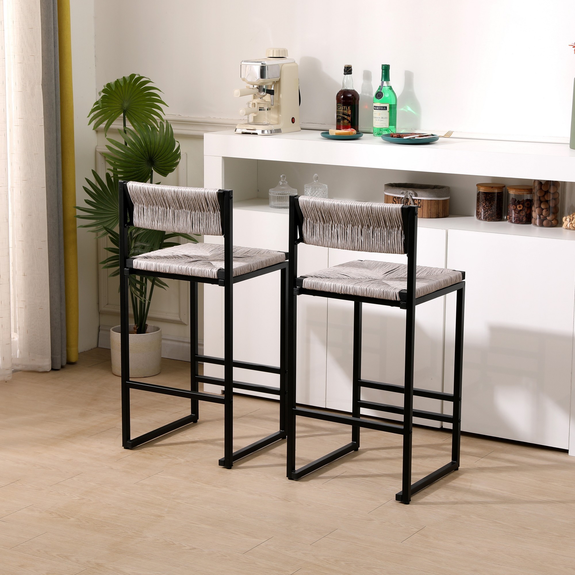 Bar Stools Set of 2 Counter Height Bar Stools,34.84 inch Counter Stool for Kitchen Island, Dining Room,Gray