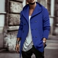 thumbnail image 2 of Lovskoo Trench Coat for Men 2024 Double Breasted Hooded Casual Long Sleeve Outdoor Trench Coats Tops Blue, 2 of 7