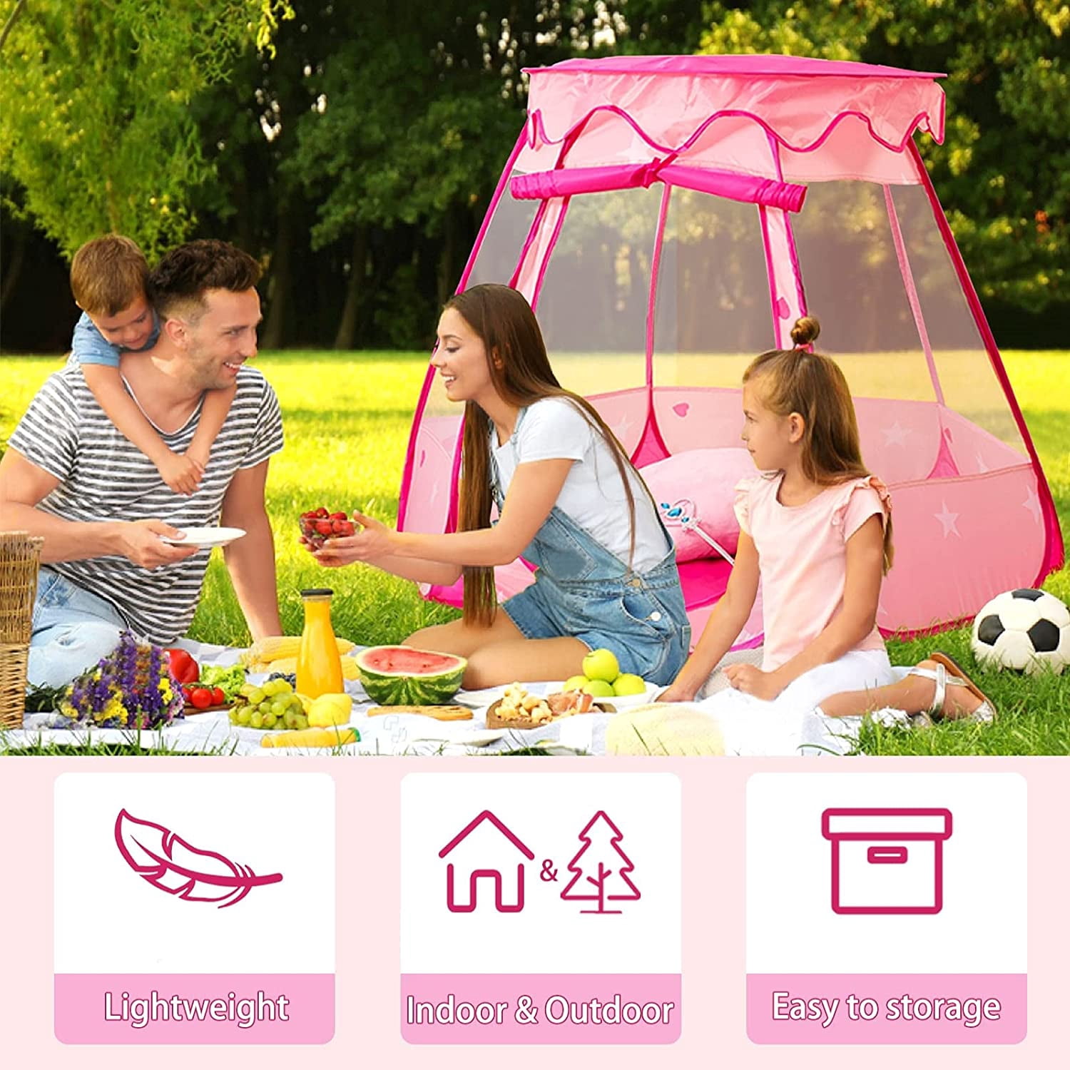 Kids Play Tent Pop Up Tent for Girls Princess Princess Castle Large Playhouse Indoor Outdoor Foldable popup Dream CastleTent Gift for 5 6 7 8 Girls