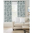 thumbnail image 2 of Teal Blue Green Blackout Curtains 63 Inches Long, Vintage Farmhouse Boho Flower Leaf Thermal Insulated Black Out Curtains, Darkening Window Curtain Drapes for Bedroom Living Room 42"x63" 2 Panels, 2 of 8