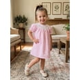 thumbnail image 5 of BemeyourBBs Toddler Baby Girls Summer Smocked Dress Cute Infant Baby Girls Fathers Day Outfit Daddy's Girl Letter Embroidery Short Sleeve Pink Plaid Gingham Dress Casual Clothes, 5 of 9