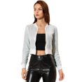 thumbnail image 1 of INSPIRE CHIC Cardigan Manteau Ouvert à Paillettes Scintillantes pour Femme, Fermeture Éclair, Blouson Bomber Court, Blanc, TP, 1 of 7