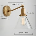 thumbnail image 2 of Permo Industrial Vintage Slope Pole Wall Mount Single Sconce with Funnel Flared Clear Glass Shade Wall Sconce Light Lamp Fixture (Antique), 2 of 5