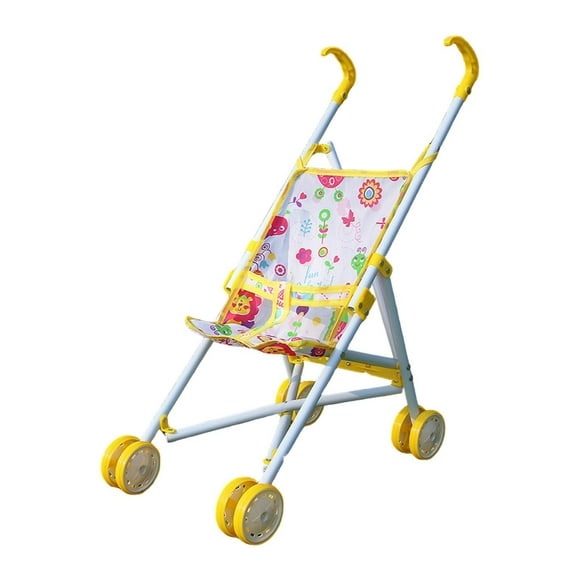 Siruishop Baby Doll Stroller (doll Not Included) Foldable Doll Pushchair Toy for Girls Yellow