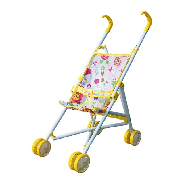 arctrm Poussette pour Poupée Poussette pour Poupée Jouet Porte-Bébé Chariot Maisonnette Éducative Pliable Jaune